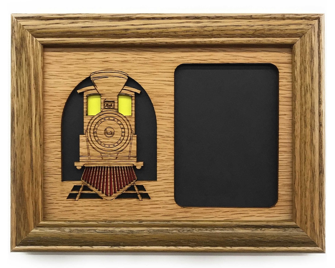Train Picture Frame 5x7 Frame Holds 3x4 Photo Train Conductor Gift for