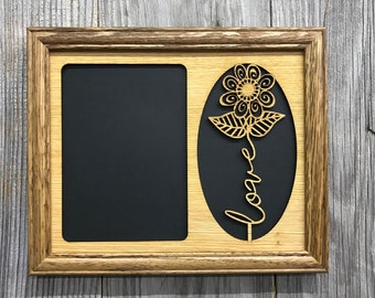 Love Flower Picture Frame - 8x10 Frame Holds 5x7 Photo - Valentine's Day Picture Frame