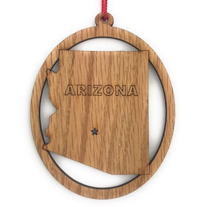 Arizona State Ornament, Arizona Dekor, Arizona Geschenk für Reisende, USA Ornament, Holz Laser gravierte Ornament