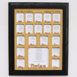 K-12th Grade School Years Picture Frame with Black Frame 11x14 Newborn-18 Personalized, Holds 18 Photos - Back to School