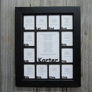 K-12th Grade School Years Picture Frame Black Matte - 11x14 Frame Holds 2.5x3 and 5x6.5 Pictures - Photo Frame Personalized with Name
