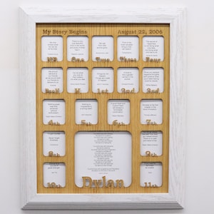 PreK-12th Grade School Years Picture Frame with White Frame 11x14 Newborn-18 Personalized, Holds 18 Photos  - Back to School