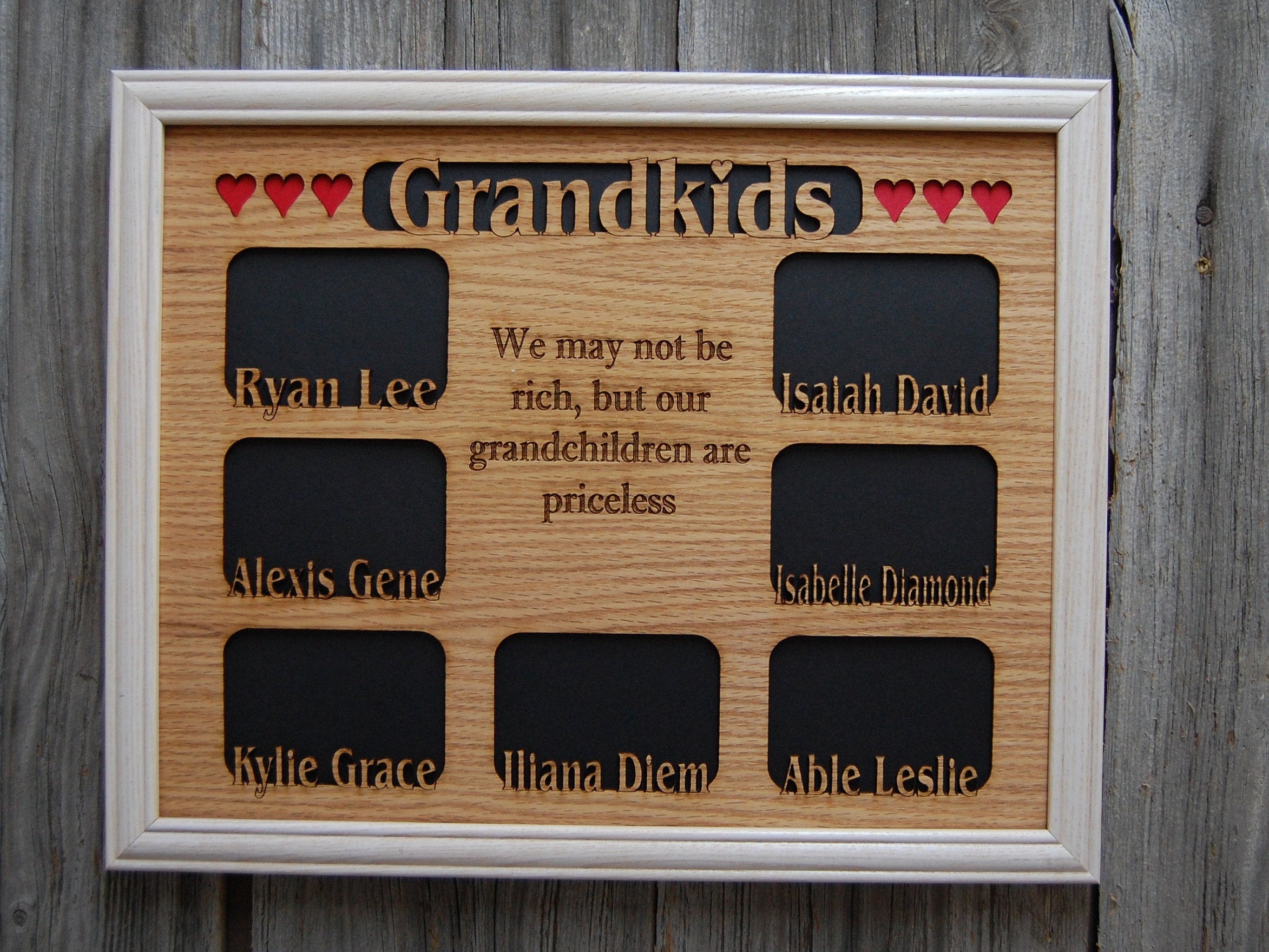 11x14 Grandkids Name Picture Frame Whitewashed Frame Etsy