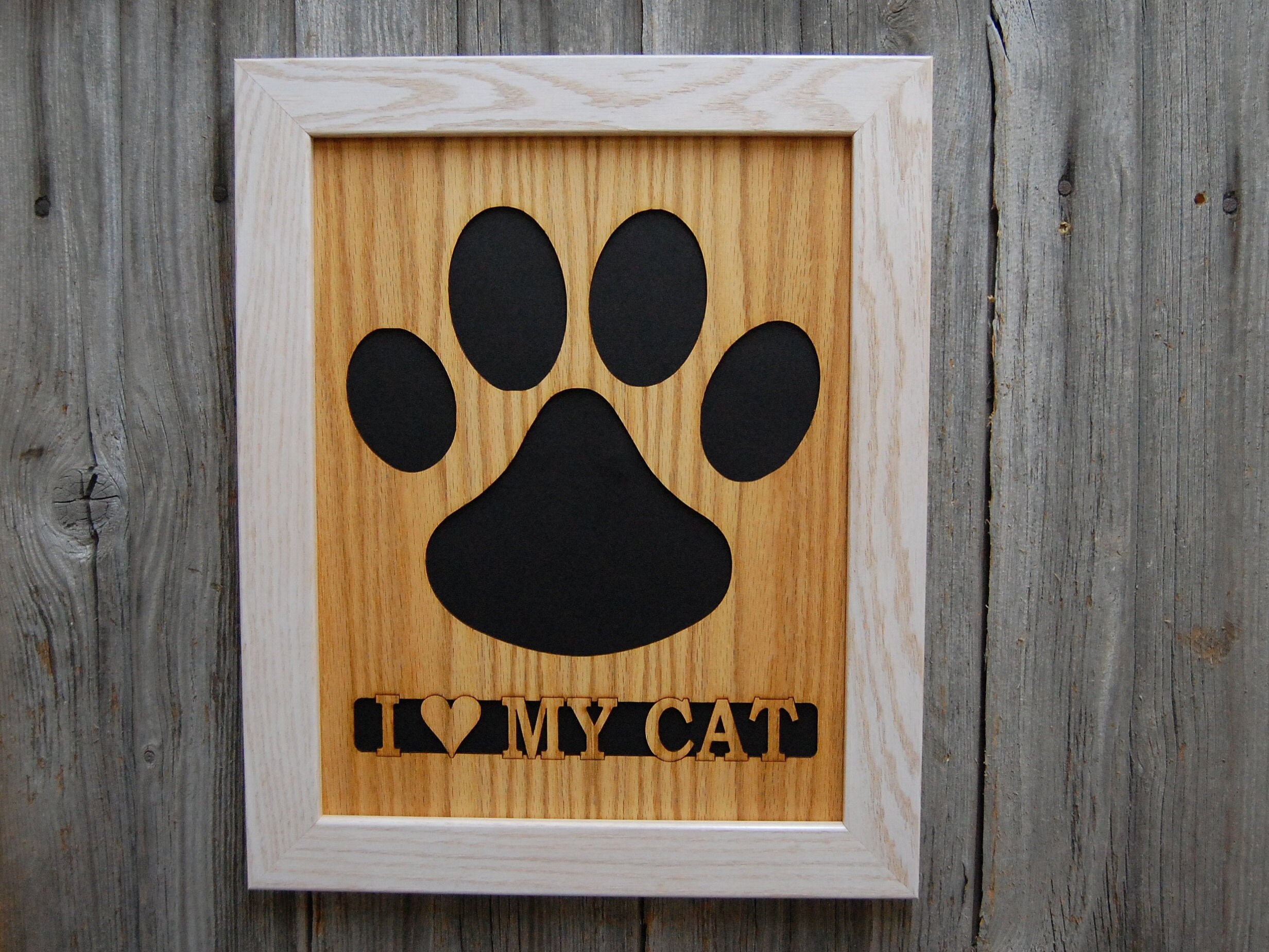 11x14 Cat Paw Print Picture Frame, Cat Name Photo Frame, I Love My Cat ...