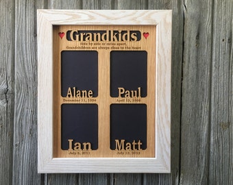 11x14 Grandkids Name Picture Frame with Dates - Personalized Frame Gift for Grandma, Grandparents Gift, Gift from Grandkids Picture Frame