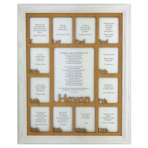 K-12 Grade School Years Picture Frame Personalized - 11x14 White Frame Holds 2.5x3 and 5x6.5 Pictures - Rectangle Back to School Days Frame
