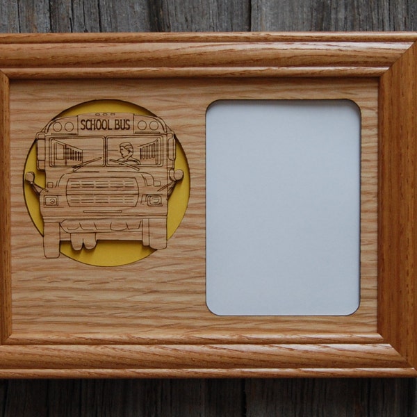 School Bus Picture Frame - 5x7 Frame Hold 3x4 Photo - School Bus Driver Gift, Occupations Frame, Retirement Gift