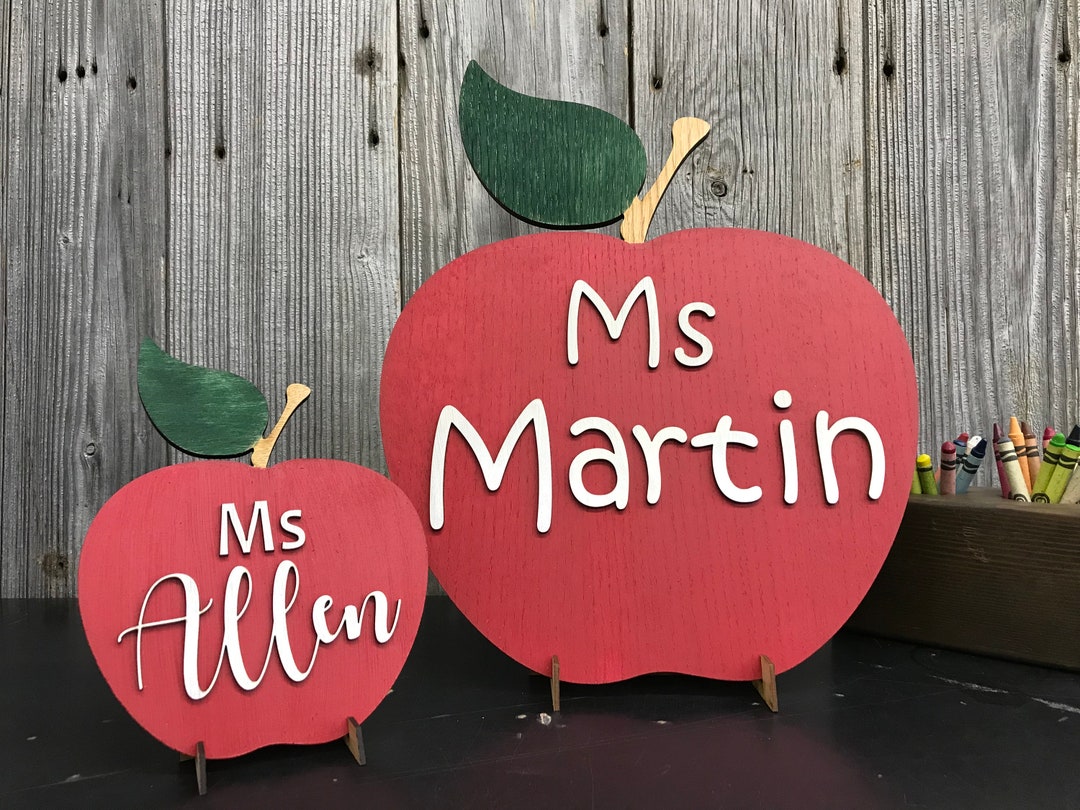 Teacher Name Apple Sign Personalized With Name - Gift for Teacher, Wood ...