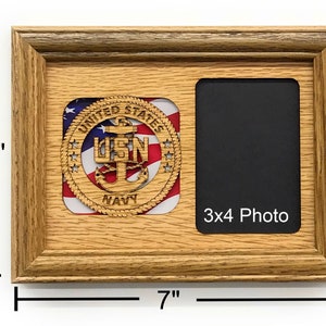 US Navy Picture Frame - 5x7 Frame Holds 3x4 Photo - United States Navy Gift for Veteran, Navel Officer Commissioning Gift Navy Veteran Gift