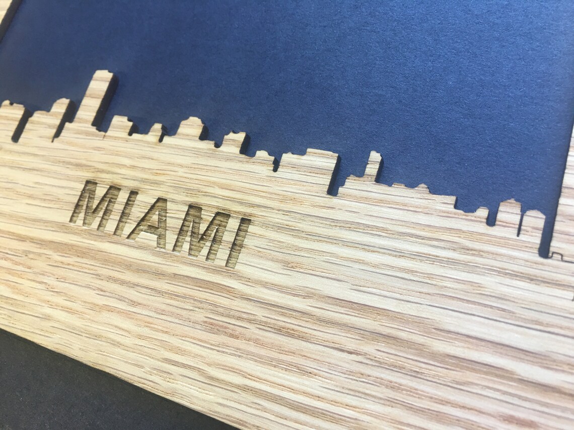 Miami Skyline Picture Frame Holds 5x7 Photo Miami Picture Etsy