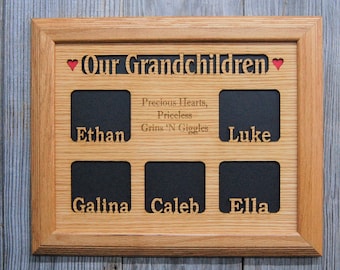 Grandkids Name Picture Frame Oak Frame - 11x14 Grandchildren Frame, Gift for Grandparent, Gifts for Mom, Gifts for Grandpa, School Picture