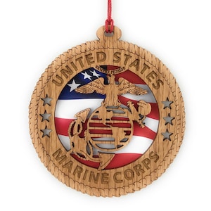 US Marine Corps Ornament - US Marines Weihnachtsbaumschmuck, Geschenkanhänger, Eichenholz Ornament