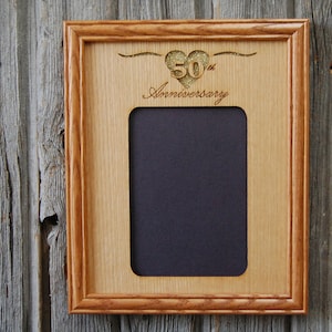 50th Anniversary Picture Frame - 8x10 Frame Holds 5x7 Photo - 50th Wedding Anniversary Gift for Couple,
