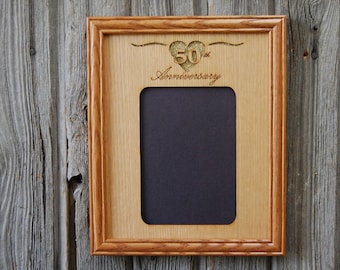 50th Anniversary Picture Frame - 8x10 Frame Holds 5x7 Photo - 50th Wedding Anniversary Gift for Couple,