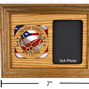 US Air Force Picture Frame - 5x7 Frame Holds 3x4 Photo - Air Force Memorbelia, United States Air Force Gift Air Force Tribute
