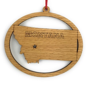 Montana Ornament, Montana Decor, Montana State Ornament, Montana Gift, Gift for Traveler, Laser Engraved Ornament