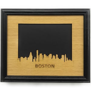 Boston Skyline Picture Frame - 8x10 Frame Holds 5x7 Photo