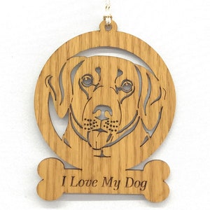 Dog Christmas Tree Ornament - Oak, Dog Bone Christmas Ornament, Dog Ornament, Wood Laser Engraved Custom Ornament, Wooden Ornament