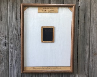 85 Guest Unique Drop Top Box Wedding Guest Book Alternative 12x16, Rustic Wedding 3D Signature Picture Frame Personalized Wedding Guestbook