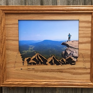 Treeline Mountain Skyline Picture Frame - 8x10 Frame Holds 5x7 Photo - Mountains Picture Frame Great Outdoors, National Park Vacation Frame