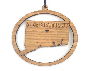 Connecticut Ornament Gift for Traveler, Connecticut State Ornament, Connecticut Decor, Connecticut Art, State of Connecticut