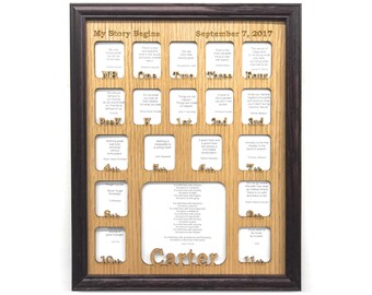 PreK - 12th Grade School Years Birth thru 12th Grade Picture Frame Personalized with Name 11x14 Cherry Frame, Back to School Days Frame