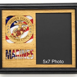 US Marine Corps Picture Frame - 8x10 Frame Holds 5x7 Photo- United States Marines Gift for Retirement Military Gift for Marine Picture Frame