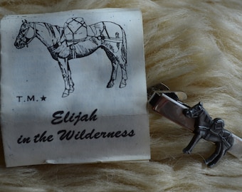 Vintage 1967 Elijah Pack Horse Silver Tie Clasp, "Elijah in the Wilderness," Rescue in 1967 Mount Harvard & Yale, Colorado Dude Guest Ranch