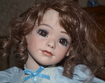 Antique Bisque French Doll Signed R Bartell 91 Brunette With Brown Eyes Hair Long Eyelashes Beautiful Blue Victorian Dress Strung Body Antique Bisque French Doll Signed R Bartell 91 Brunette With Brown Eyes Hair Long Eyelashes Beautiful Blue Victorian Dress Strung Body