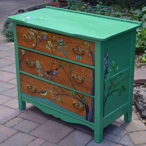 Hand Painted by Me Bird Dresser SHIPPING INCLUDED Backyard Etsy