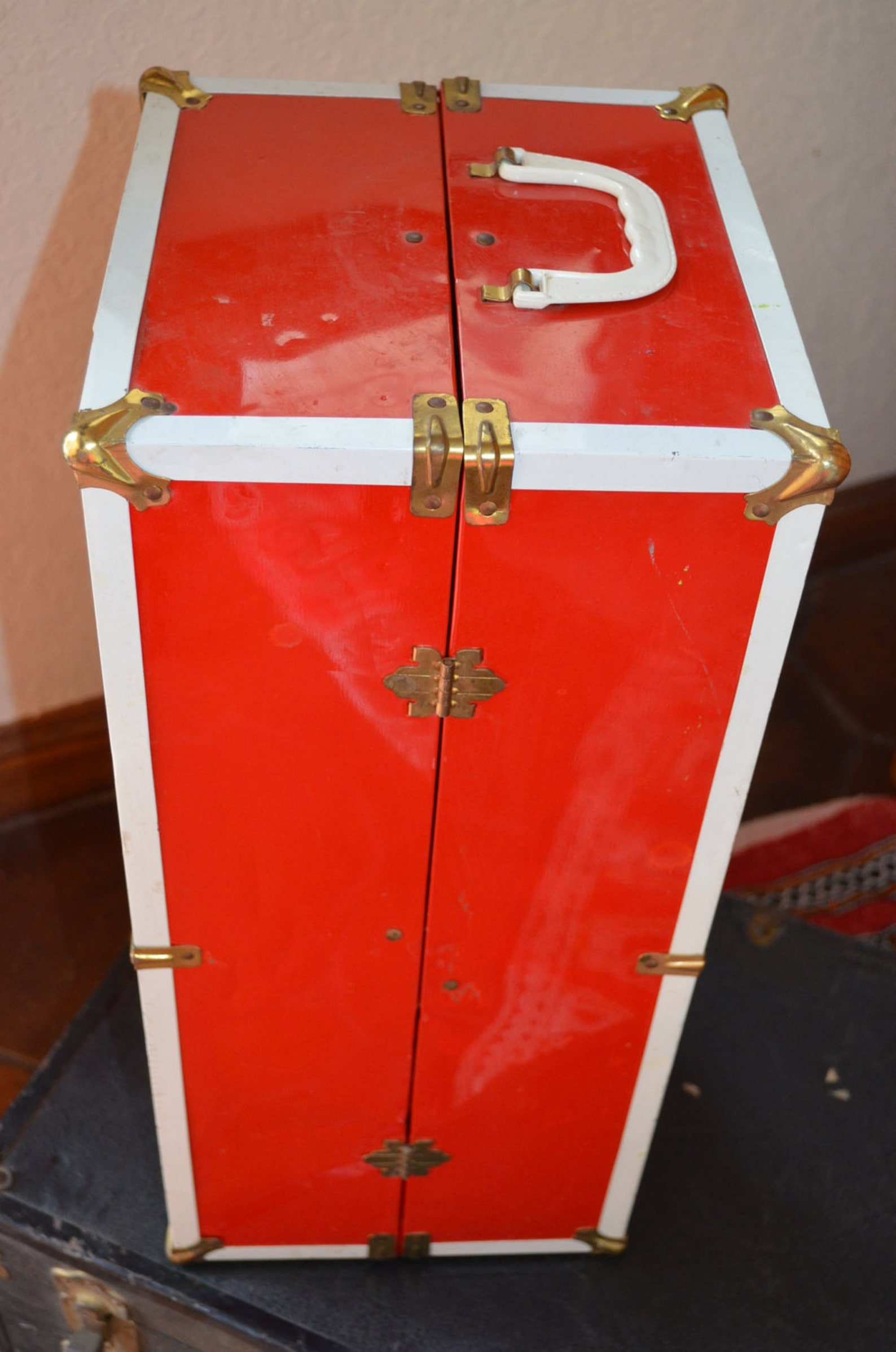 1950s Vintage Red Pink Metal Doll Travel Case or Trunk for Etsy