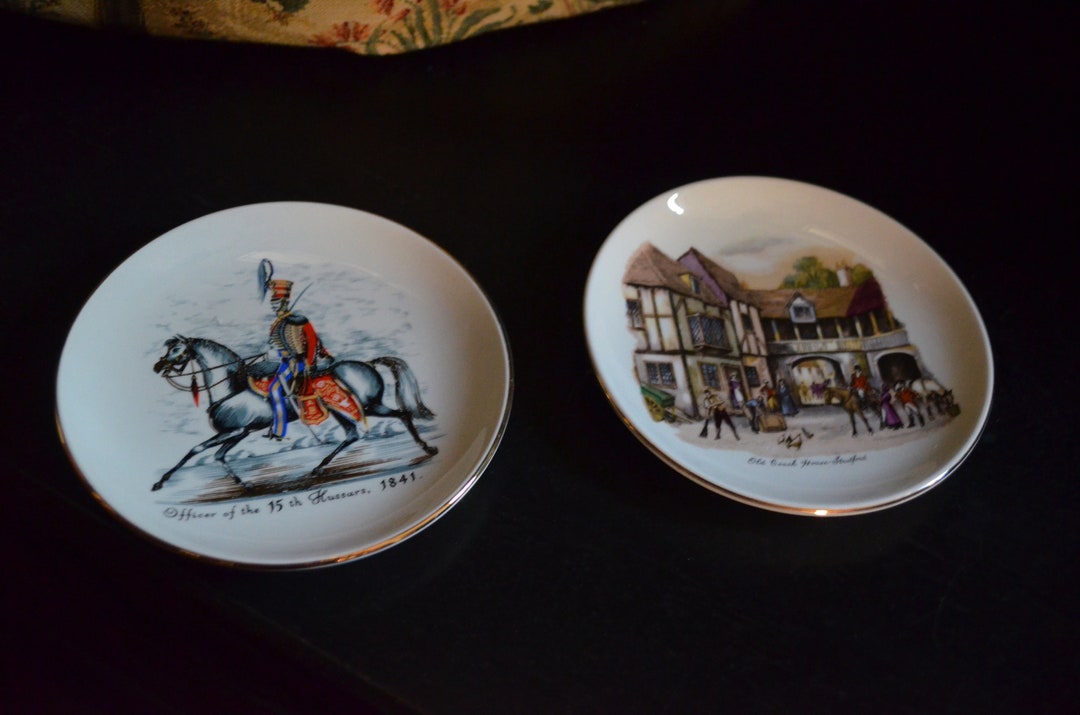 Pair of Liverpool Road Pottery Plates, Stoke on Trent, Bristol Coach