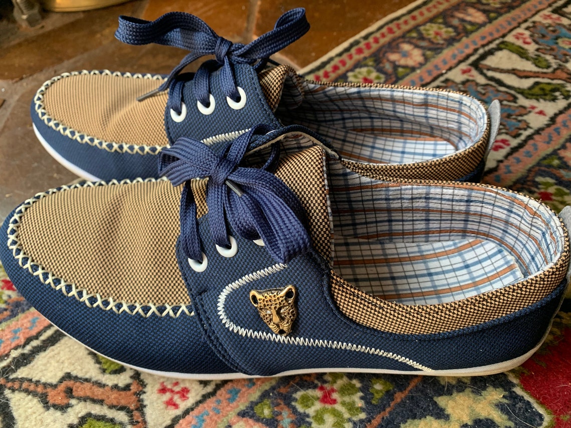 Vintage Custommade Golf Shoes Sz 9 Unisex Blue and Tan Etsy