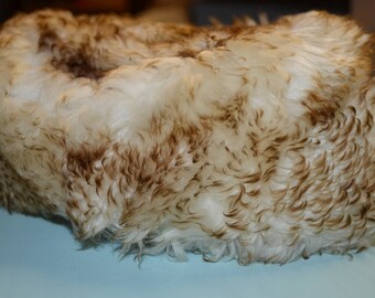 Vintage 1950s White & Brown Fur Hat With Leather Lining  display picture 3