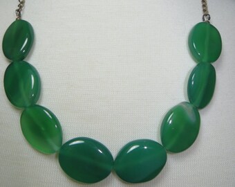 Bright green jade necklace large beaded jade choker