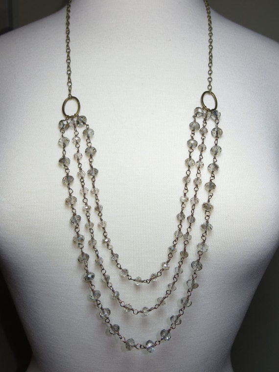 Multi Layered Crystal Vintage Antique Gold Chunky Crystal Vintage Chain Hand Wrapped Crystal Long Necklace Long Layered Necklace Etsy Australia