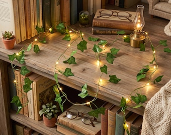 Realistic Ivy Vine LED Lights | Battery Operated Warm White Garland for Bedroom Decor