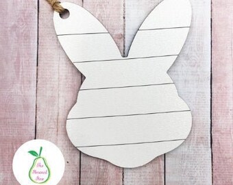 SVG: Shiplap and plain bunny Easter basket tag. Glowforge, CNC, laser cut file, digital file, PDF