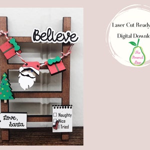 SVG, PDF file: Miniature ladder for tiered tray,Christmas, Santa themed tiered tray decor, lasercut, glowforge, svg, cameo, cricut