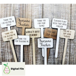 SVG: Leraar waardering planter sticks, digitaal bestand, svg, pdf, lasergesneden bestand, glowforge-bestand