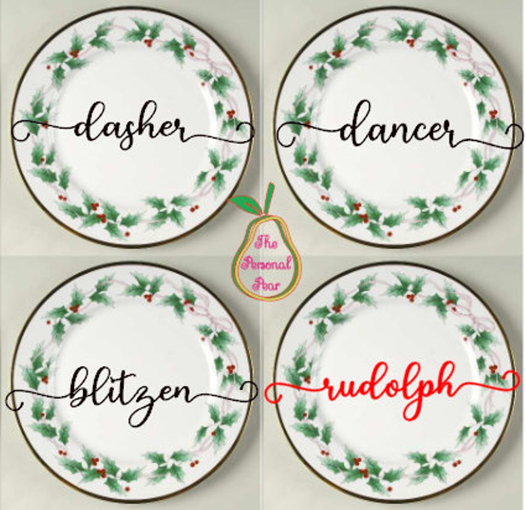 SVG Set of 9 REINDEER Name Charger Plate Placecards, CNC,