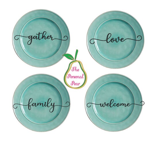 SVG Set of 4 Charger Plate Place Cards Family Love Etsy