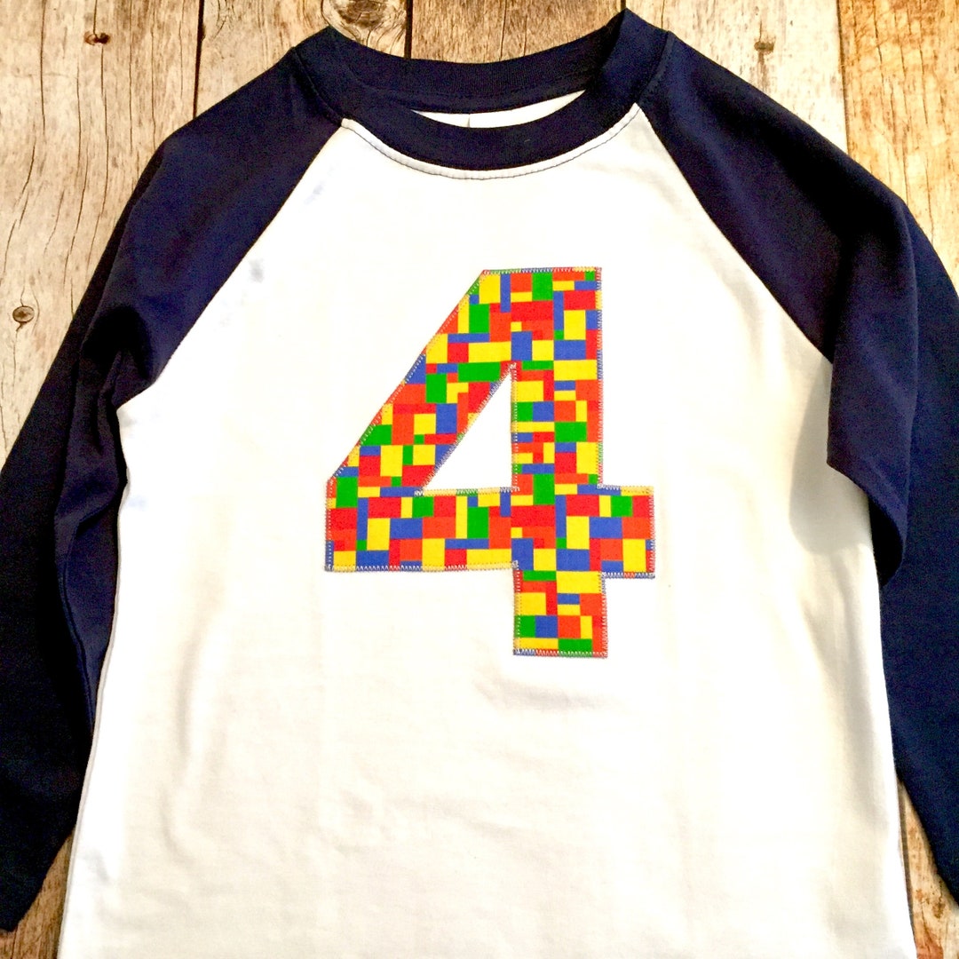 4th Construction Block 4 Birthday Shirt Building Brick Tiny Primary ...