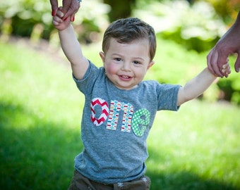 1st birthday shirt, first birthday outfit boy, 1 year old, cake smash, custom personalized name Tshirt, One sewn applique, 2 3 4 5 6 7 8 9