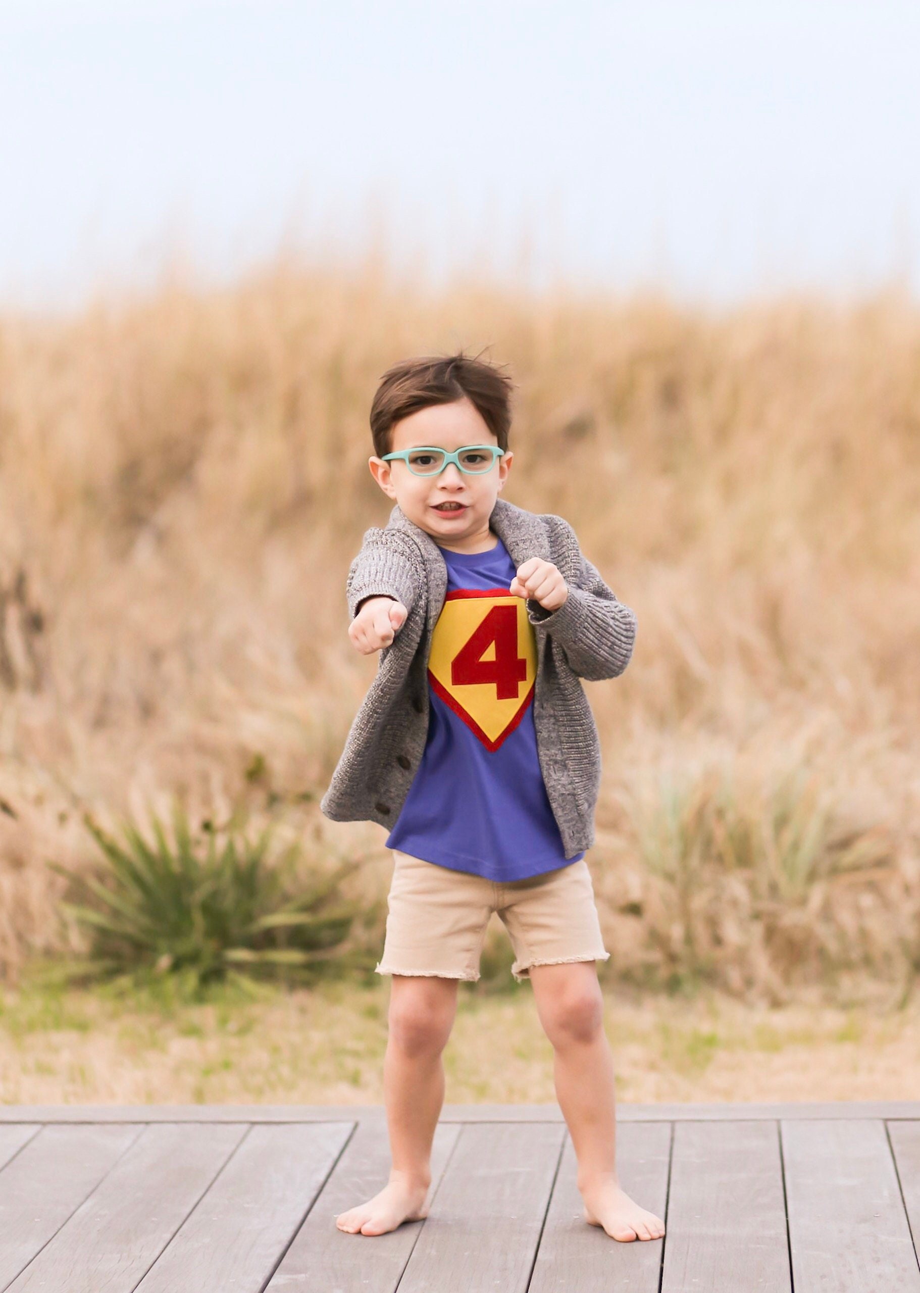 superhero 4th birthday shirt