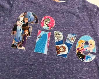 Ice Princess snow characters Heather purple T-shirt 1 2 3 4 5 6 7  one two three four five six seven reindeer snowman