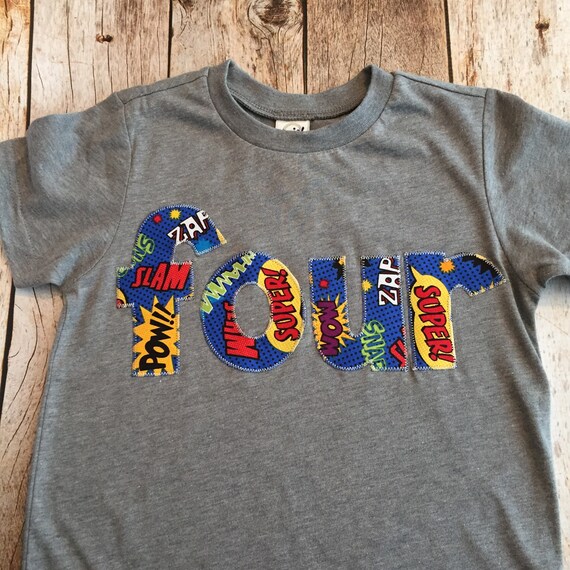 superhero 4th birthday shirt