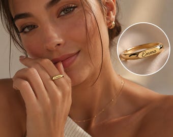 Personalized Custom Ring, Name Ring, Initial Ring, Engraved Gold Ring, Dainty Jewelry, Bridesmaid Gift, Personalized Gift for Her