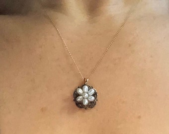 Vintage Pearl Pendant Necklace on Delicate 18&quot; 14K Gold Chain Perfect for Young Girl or Bride Bridesmaid Necklace Heirloom Jewelry