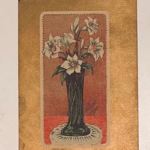 Antik 1910 Frohe Ostern Jugendstil Blumen #3135 Postkarte Victorian Osterlilie Postkarte Edwardian Eatonton Ga 1 Cent Ben Franklin Stamp